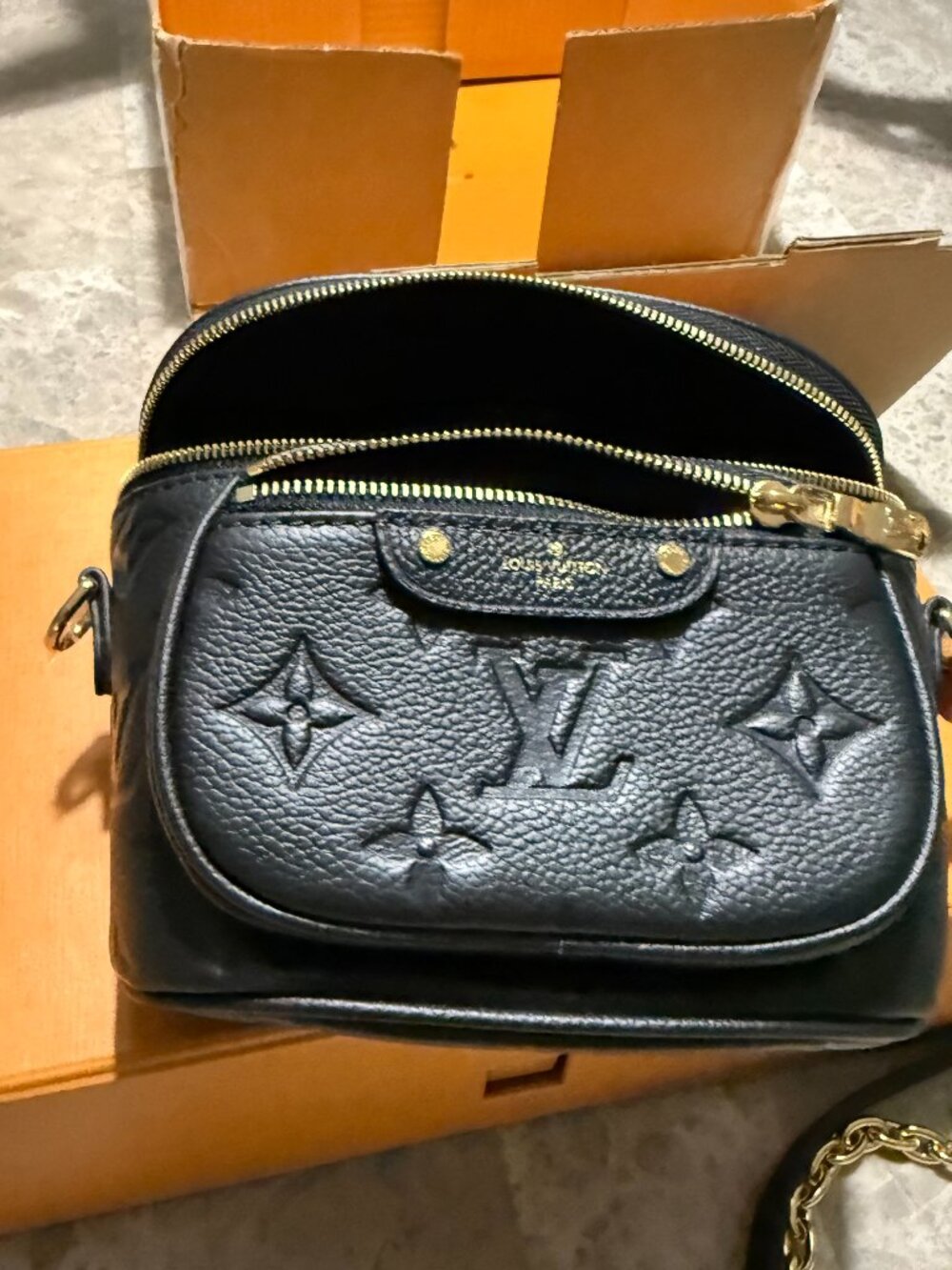 Louis Vuitton Black Embossed Monogram Crossbody Bag